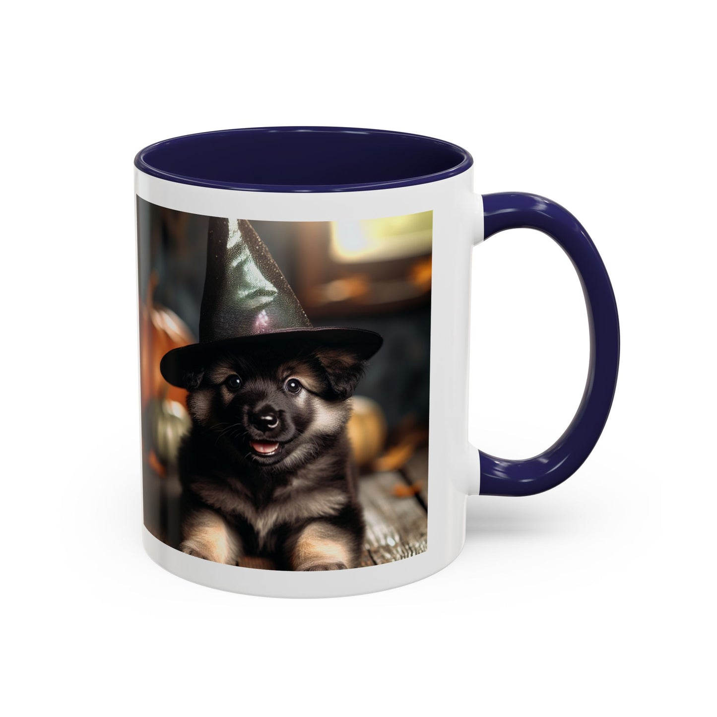 Mug - Cute Puppy with Witch Hat Accent Coffee Mug (11, 15oz)