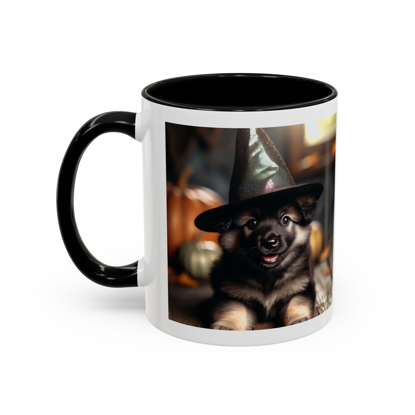 Mug - Cute Puppy with Witch Hat Accent Coffee Mug (11, 15oz)