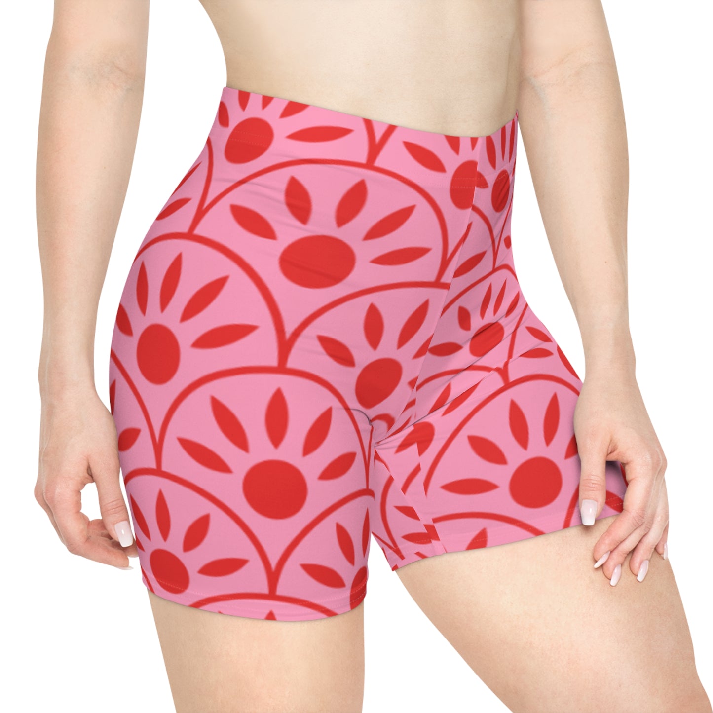 Pink Print Women's Biker Shorts (AOP)