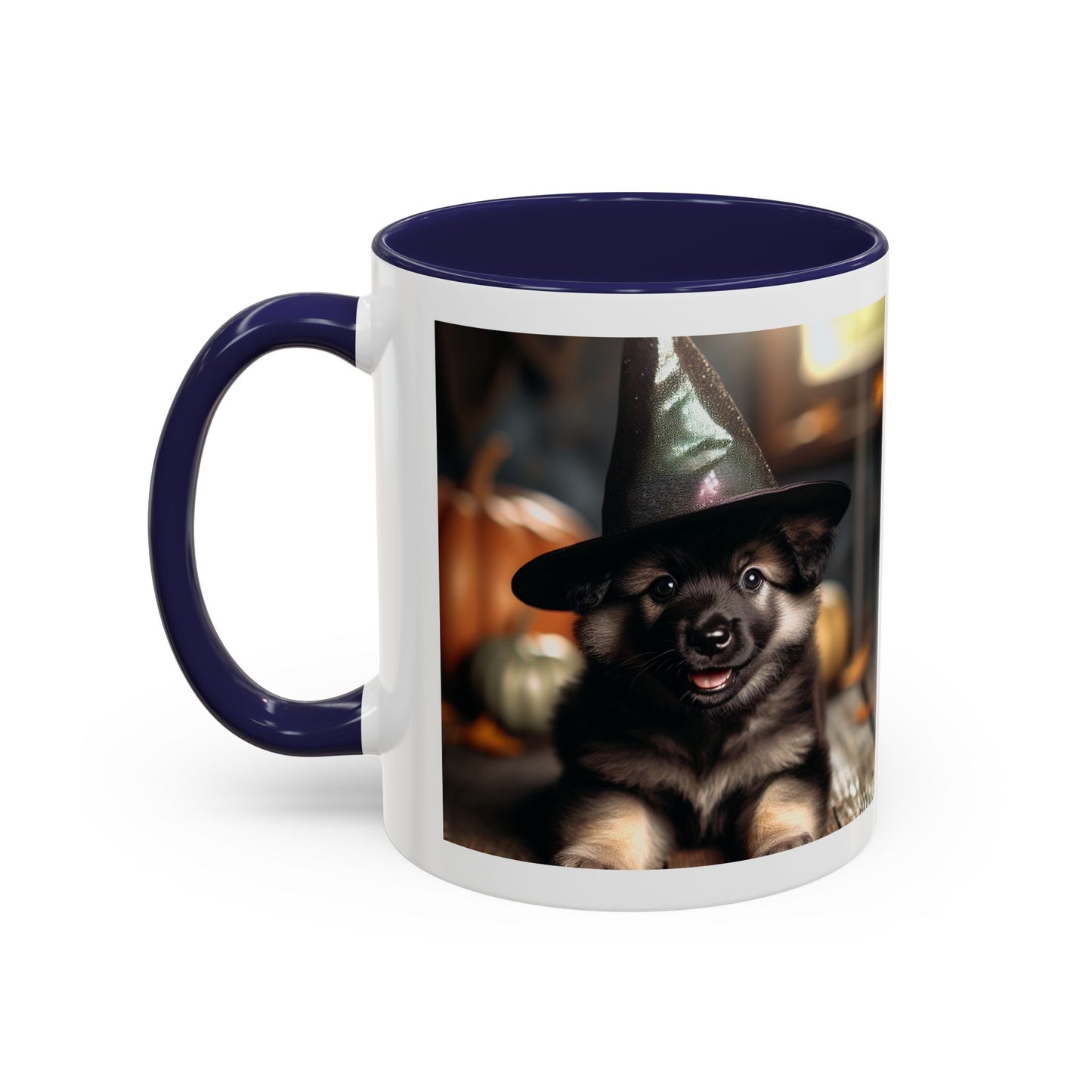 Mug - Cute Puppy with Witch Hat Accent Coffee Mug (11, 15oz)