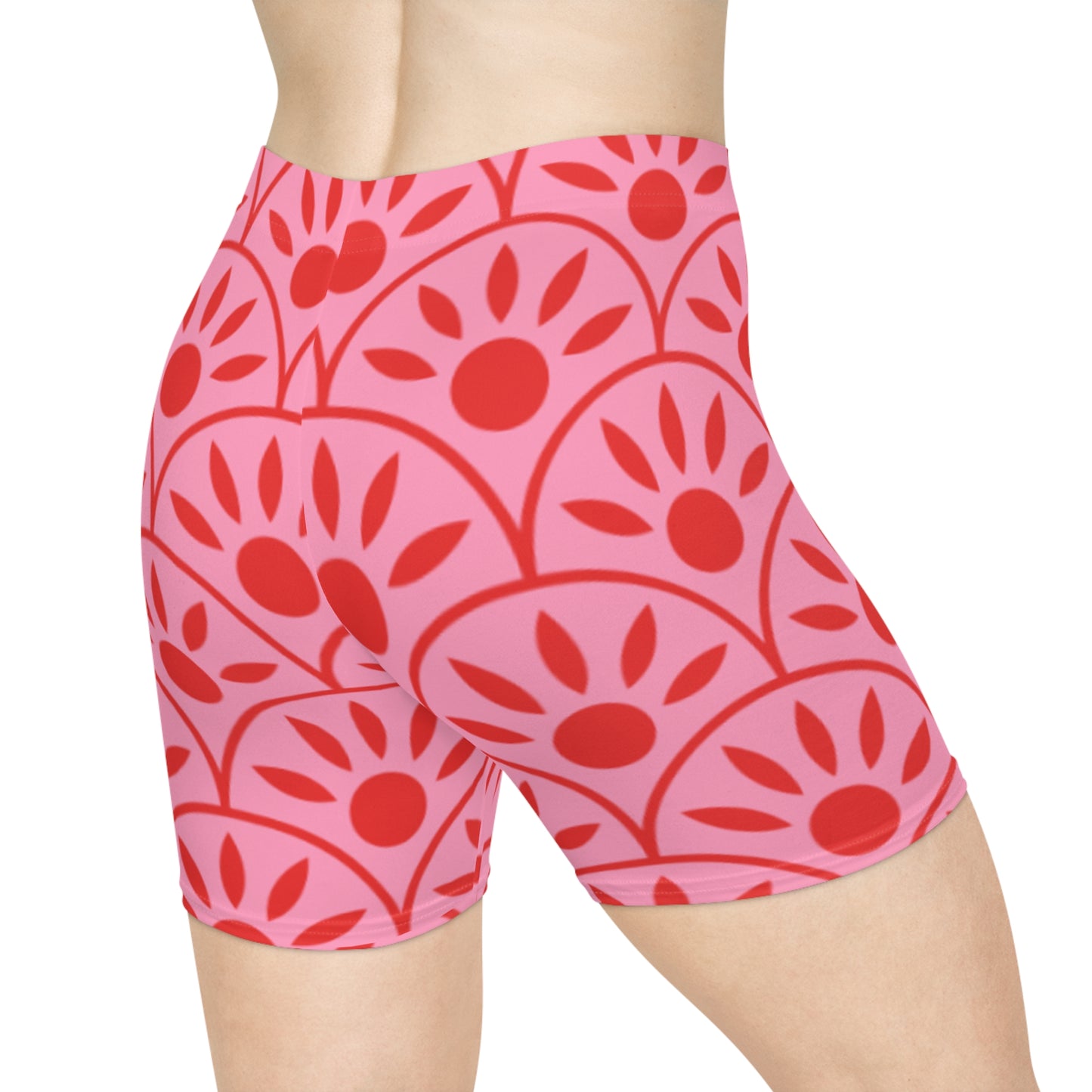 Pink Print Women's Biker Shorts (AOP)