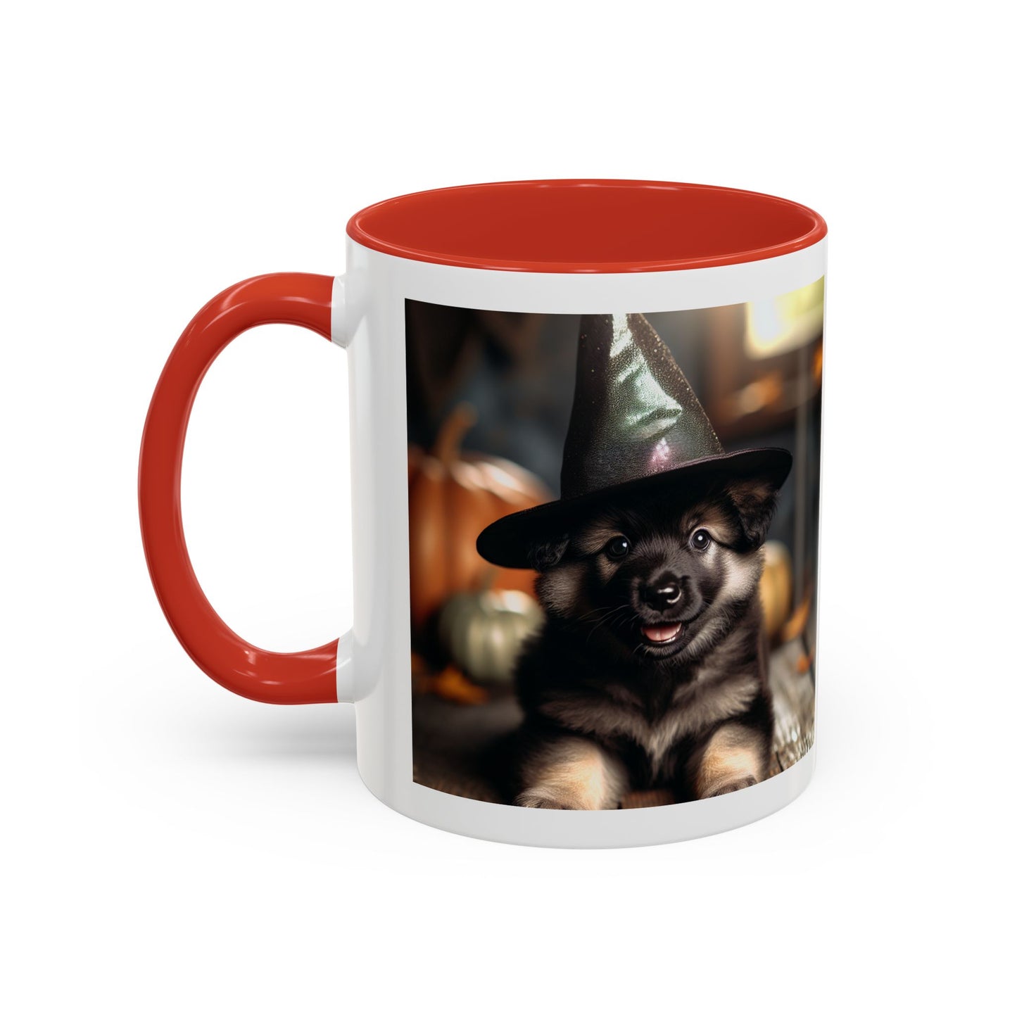 Mug - Cute Puppy with Witch Hat Accent Coffee Mug (11, 15oz)